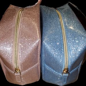 Pink and blue Glitter makeup bags